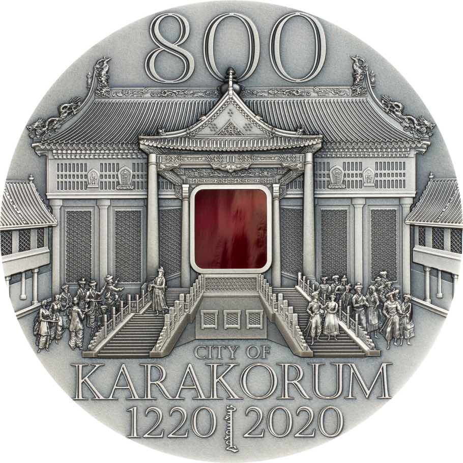 Dernière pièce Karakorum Gengis Khan, 2 oz, argent 999/1000, 50 mm, finition antique, Mongolie