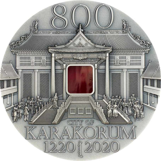 Dernière pièce Karakorum Gengis Khan, 2 oz, argent 999/1000, 50 mm, finition antique, Mongolie