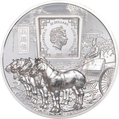 Pièce d'argent 3 oz 93,30 g « Armée de terre cuite » – Îles Cook 2021