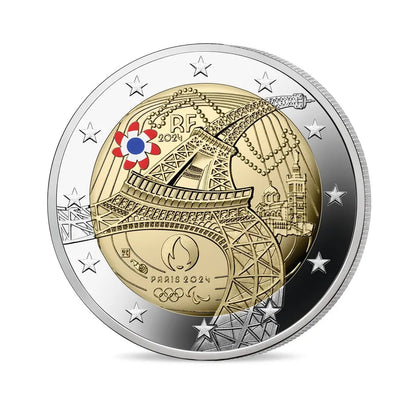 2€ Jeux Olympiques Paris 2024 France 2024 Tour Eiffel Preuve Couleur