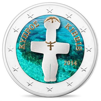 Exclusivité - 2 euros, figurine de crucifix colorée, Chypre 2014