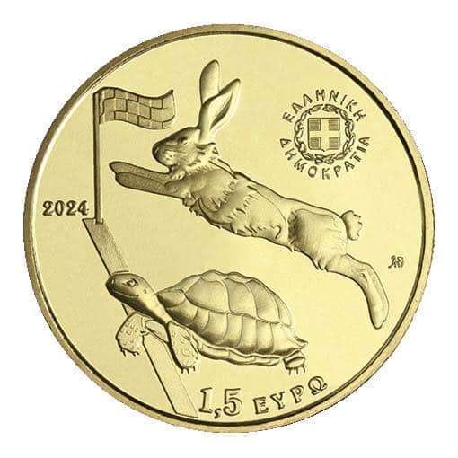 1,5 euro Fables d'Ésope n° 1 Le Lièvre et la Tortue Grèce 2024