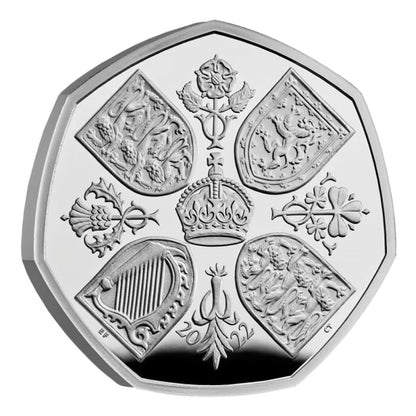 DERNIÈRE IMPRESSION Royaume-Uni – Piedfort 2 plis 2022 Elizabeth II 0,50 £ – Argent – Belle Épreuve