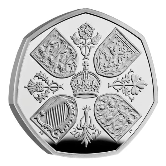 DERNIÈRE IMPRESSION Royaume-Uni – Piedfort 2 plis 2022 Elizabeth II 0,50 £ – Argent – Belle Épreuve