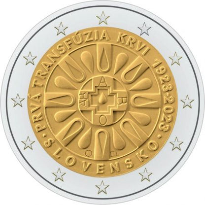 2 euros, 100 ans de la première transfusion sanguine en Slovaquie, Slovaquie, 2023
