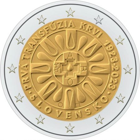 2 euros, 100 ans de la première transfusion sanguine en Slovaquie, Slovaquie, 2023
