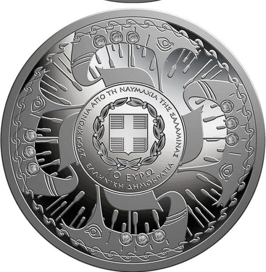 Pièce de collection de 10 euros, argent 925, bataille de Salamine, Grèce, 2020