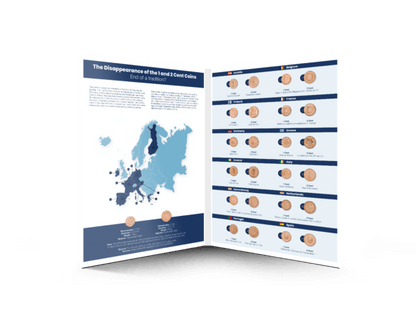 Collection de pièces de 1 et 2 centimes d'euro (1999-2002) en étui