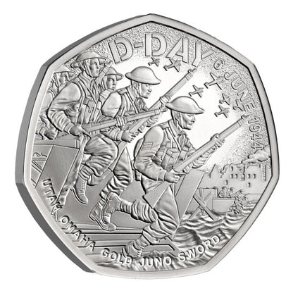 Pièce commémorative du 80e anniversaire du Débarquement : 0,50 £ (Royaume-Uni, 2024) – Argent – Belle Épreuve