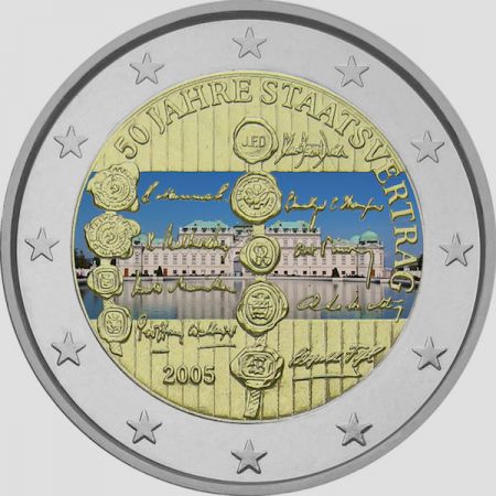 2 €, Couleur, 50e anniversaire de la fondation de l'État autrichien, Autriche, 2005