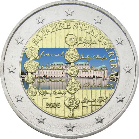 2 € Autriche 2005 – 50e anniversaire du traité d'État autrichien, couleur