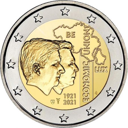 2 euros pour 100 ans de coopération entre la Belgique et le Luxembourg Belgique 2021