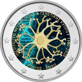 2€ Euro Chypre 2020 – Institut de neurologie et de génétique, couleur