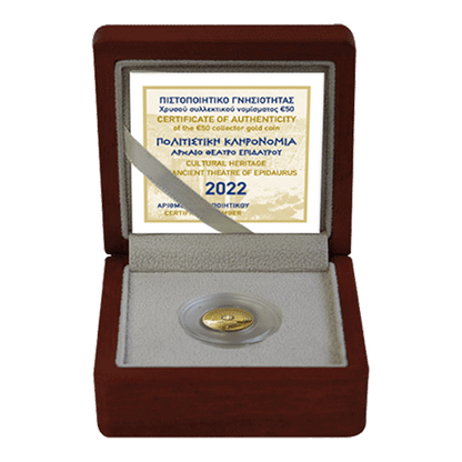 Pièce de collection en or 50 euros 24 carats – Patrimoine culturel, Épidaure, Grèce 2022