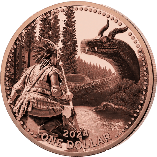 Énorme serpent à cornes en bronze, 142 g, 1 $, Nation Mesa Grande, 2024