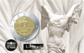 Carte commémorative « Victoire de Samothrace » du Louvre (2 euros, France) 2025