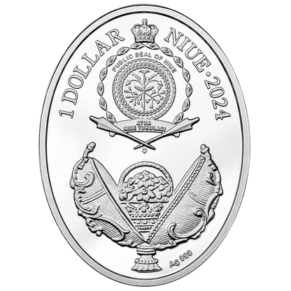 Oeuf de Bouleau de Carélie Fabergé 1$ Argent 999 Niue 2024