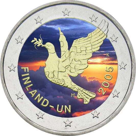 2 euros, couleur, Finlande, 50e anniversaire de l'adhésion à l'ONU, 2005