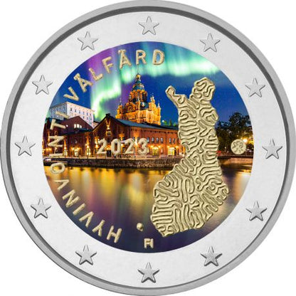 Pièce de 2 euros colorée, Services sociaux et de santé, Finlande, 2023
