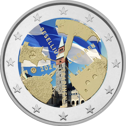 Pièce de 2 Euro Colorée Gesellius- Lindgren-Saarinen Finlande 2024