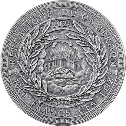 Pièce d'argent Sphinx 1 oz Argent antique 999 Cameroun 2024