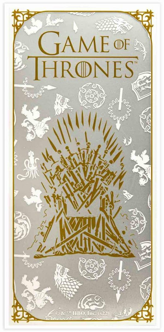 Game of Thrones 1$ Billet de banque officiel en argent 999/1000 (3 g)