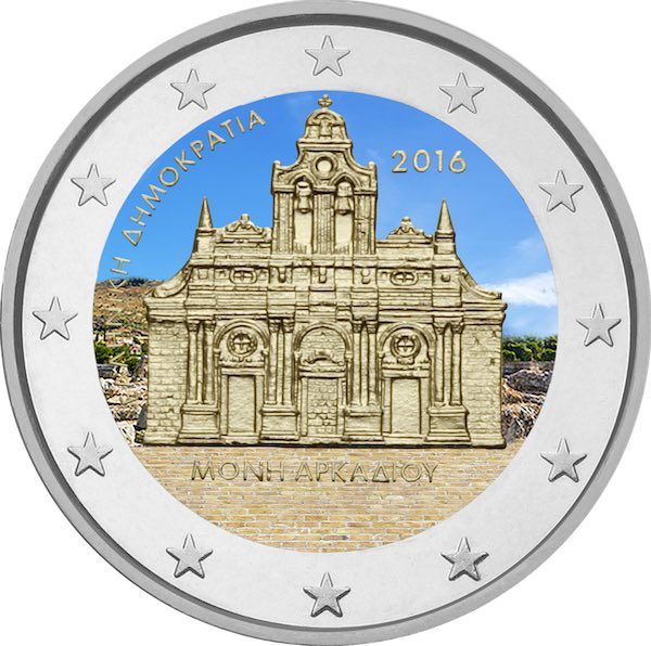 2€ Euro Grèce 2016 – Holocauste du monastère d'Arkadi, Couleur