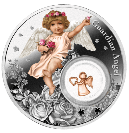 Pièce de 2 $ en argent 925 représentant l'Ange Gardien, Niue 2024