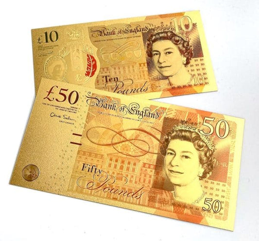 BILLETS D'OR DE 50 ET 10 LIRA ELIZABETH B