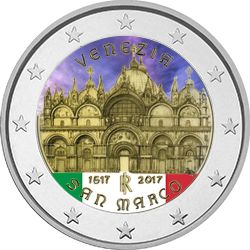 2€ Couleur 400e anniversaire de la basilique Saint-Marc Venise Italie 2017