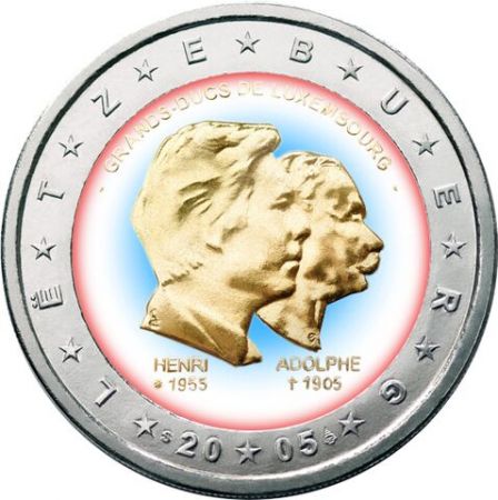 2 €, Couleur, Grand-Duc Henri et Grand-Duc Adolphe, Luxembourg, 2005