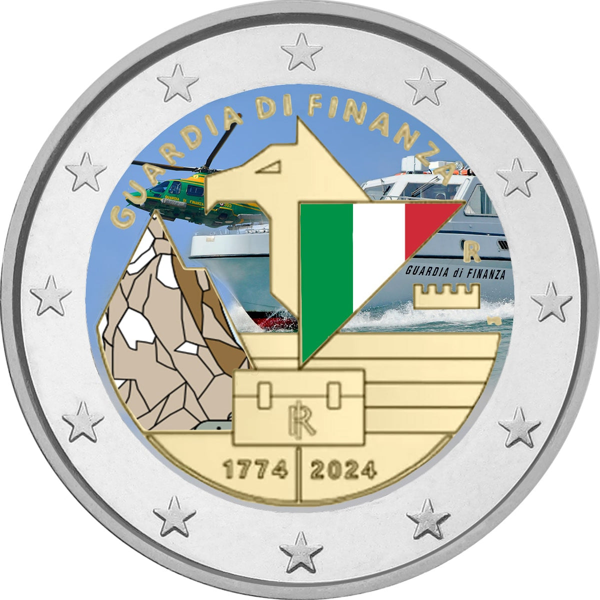 2 Euros Color Italie 250e anniversaire de la fondation de la police financière 2024