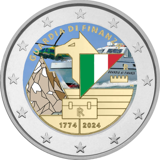 2 Euros Color Italie 250e anniversaire de la fondation de la police financière 2024