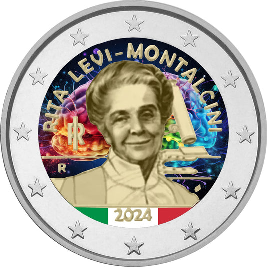 2 Euro Couleur Italie Prix Nobel de Rita Levi Montalcini 2024