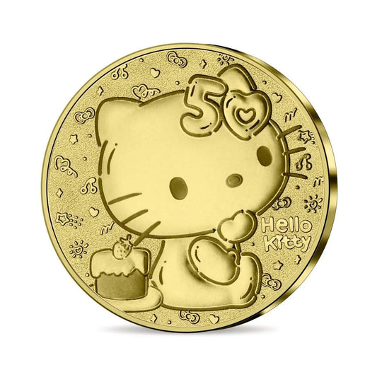Pièce Hello Kitty 50 ans 5€ Or 24 carats 1/2 g Belle Épreuve Année 2024