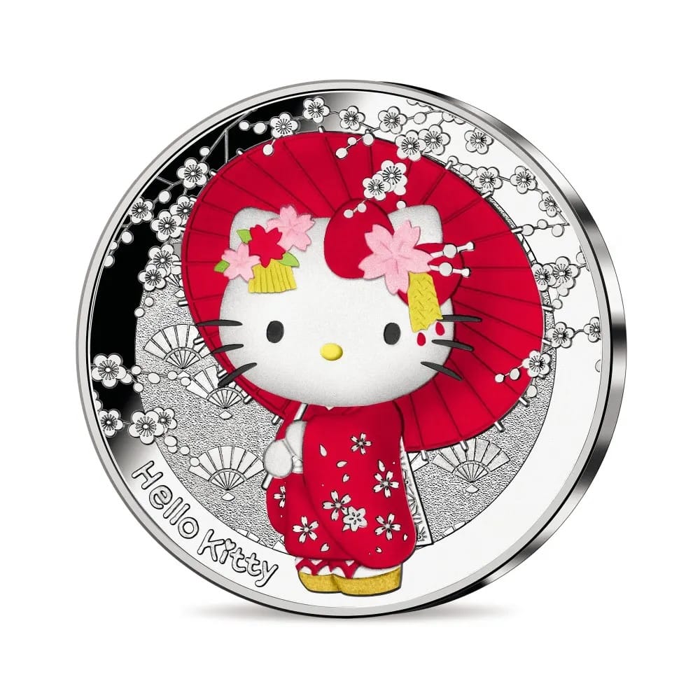 Pièce japonaise Hello Kitty de 10 € en argent 999/1000, finition Belle Épreuve, couleur, année 2024