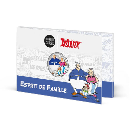 Pièce de 50 € en argent, à l'effigie de la famille Astérix, avec des couleurs, France 2022