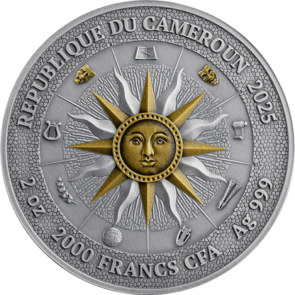 Pièce de 2 oz en argent 999 à l'effigie de Thalia et Melpomène, 9 Muses, Cameroun 2025