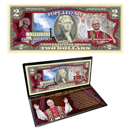 Coffret de billets de banque de collection Pape Léon XIV 2$ États-Unis 2025