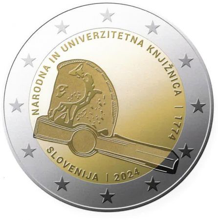 2 euros Slovénie 250 ans de la Bibliothèque nationale et universitaire 2024