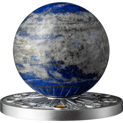 Pièce de 2 oz Système solaire - Terre Argent 999 Or Sphère Lapis-lazuli Ghana 2024