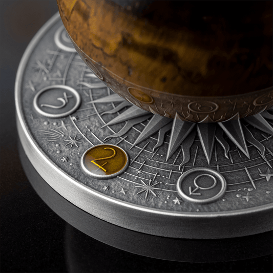 Pièce de monnaie Jupiter du système solaire, œil de tigre, 2 oz argent, or 999, Ghana 2025