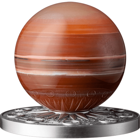 Pièce de 2 oz Système solaire « Mars » Argent 999 Or Sphère Cornelian Ghana 2024
