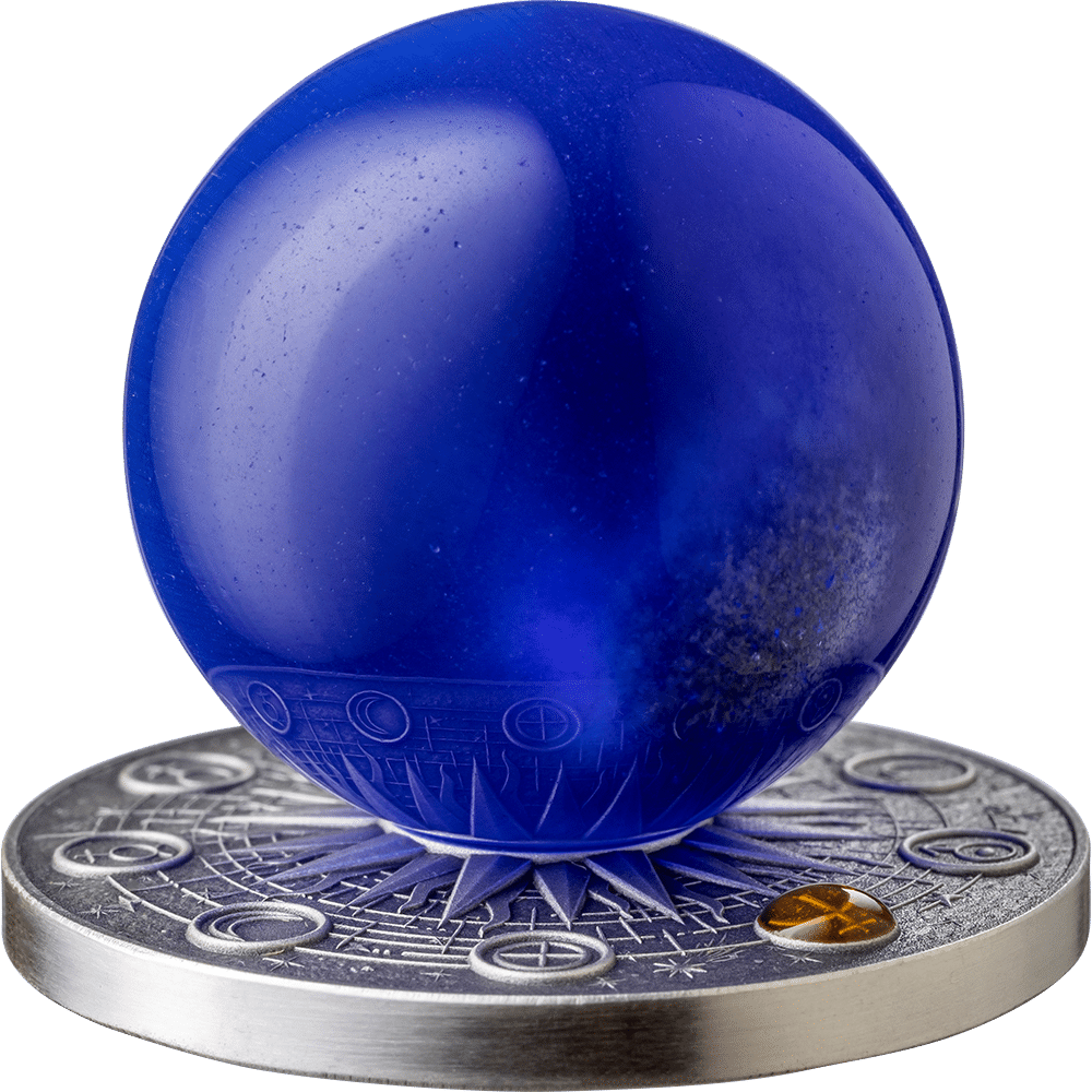 Prévente de la pièce Neptune du système solaire, œil de chat bleu, 2 oz argent, or 999, Ghana 2025