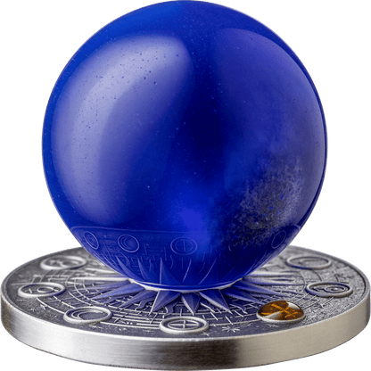 Prévente de la pièce Neptune du système solaire, œil de chat bleu, 2 oz argent, or 999, Ghana 2025