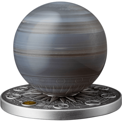 Pièce de monnaie en agate Vénus du système solaire, 2 oz argent 999 or, Ghana 2025