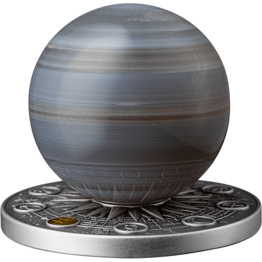 Pièce de monnaie en agate Vénus du système solaire, 2 oz argent 999 or, Ghana 2025