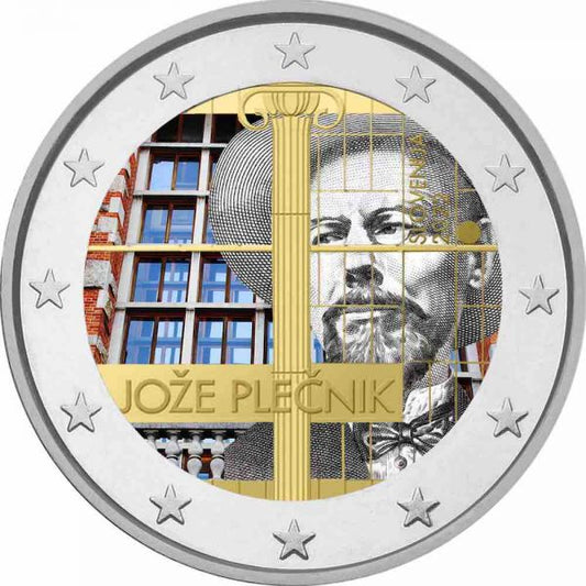 2€, 150 ans de COULEUR depuis la naissance de l'architecte Joze Plešnik, Slovénie, 2022