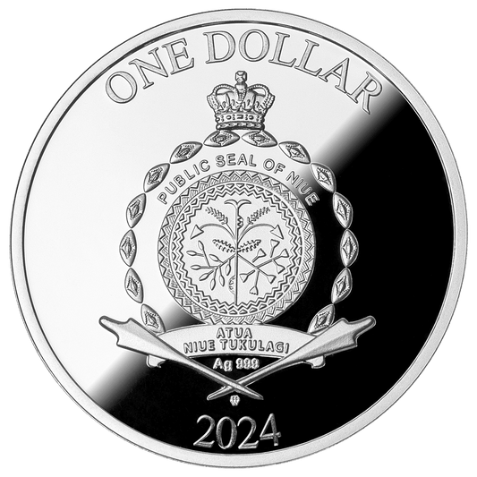 Thésée, héros de la mythologie, 1 oz d'argent 999, 2 $, Niue 2024