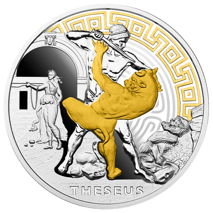 Thésée, héros de la mythologie, 1 oz d'argent 999, 2 $, Niue 2024